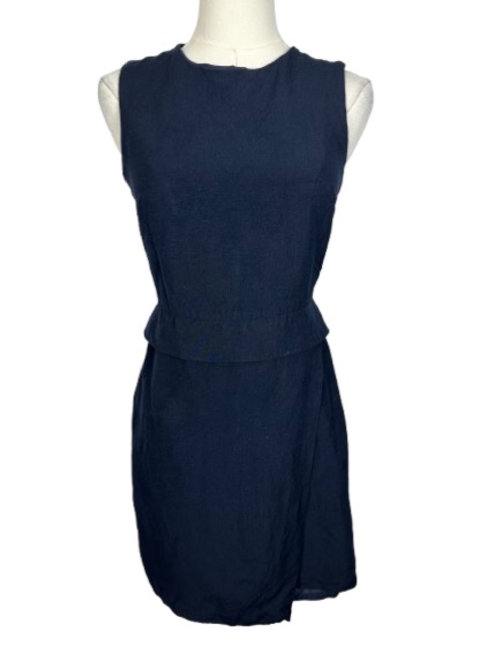Banana Republic Navy Sleeveless Peplum Linen Blend Dress Size 0